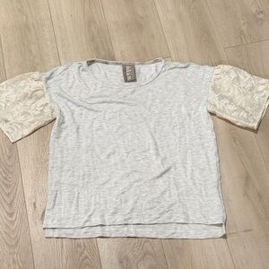 Dolan Light Gray Top with Subtle Cream Accents